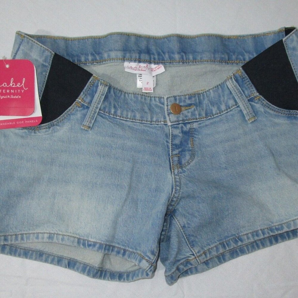 New Ingrid & Isabel Maternity Jean Shorts SIZE 2 Midi Shorts # 282